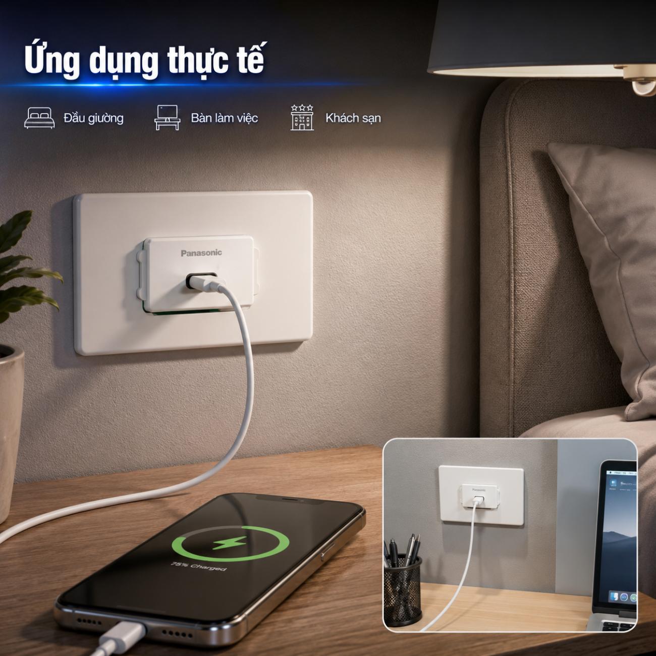 Ổ cắm USB Panasonic 1 cổng C PD-18W 1-port USB-C PD Charger